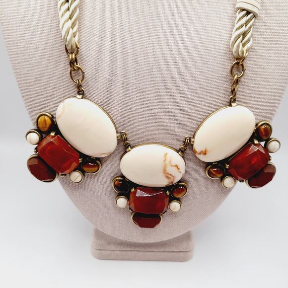 Chico’s Chunky Mixed Gemstone Lucite Statement Necklace NWT 27 Inch - Picture 4 of 9